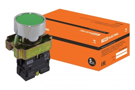 TDM ELECTRIC SQ0704-0038 Кнопка BА31 без подсветки зеленый 1з TDM
